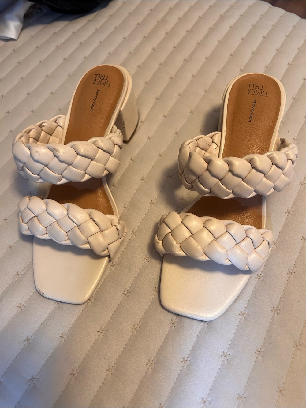 Time and Tru Cream Braided 2” Heel